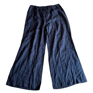 NWT Women's The Company Store 100% Linen Pants, Wide Leg, Navy, Size XXL.